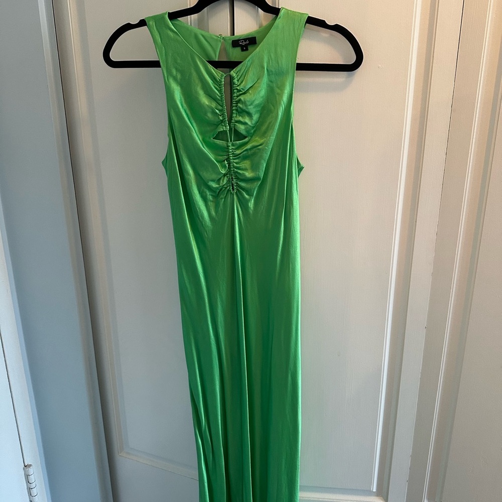 Rails Green Sheath Maxi Dress Sleeveless Crew Neck